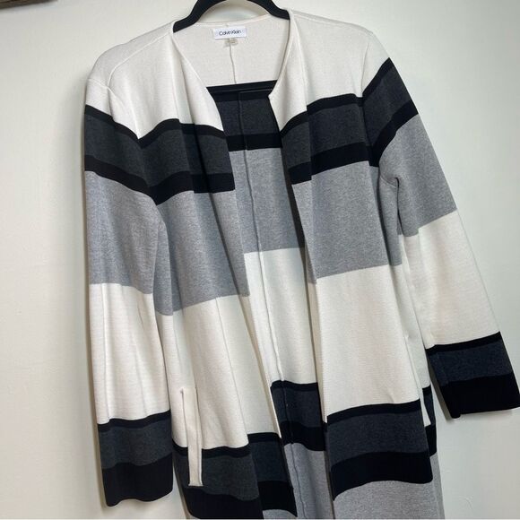 Calvin Klein Long Open Front Cardigan Size Large - Picture 5 of 13